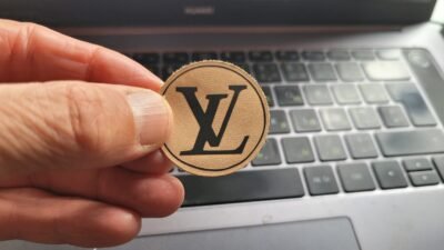 LV Louis Vuitton Logo – Real Leather Iron-On Patch