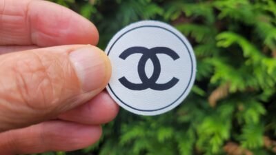 Chanel logo genuine Italian leather iron-on patch