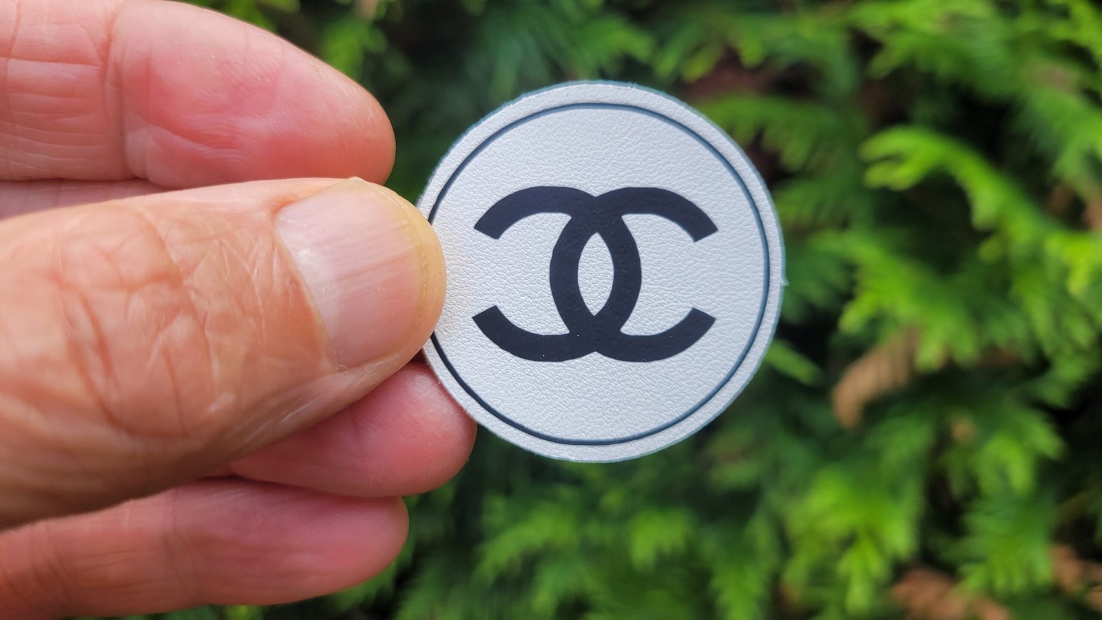 Chanel logo genuine Italian leather iron-on patch