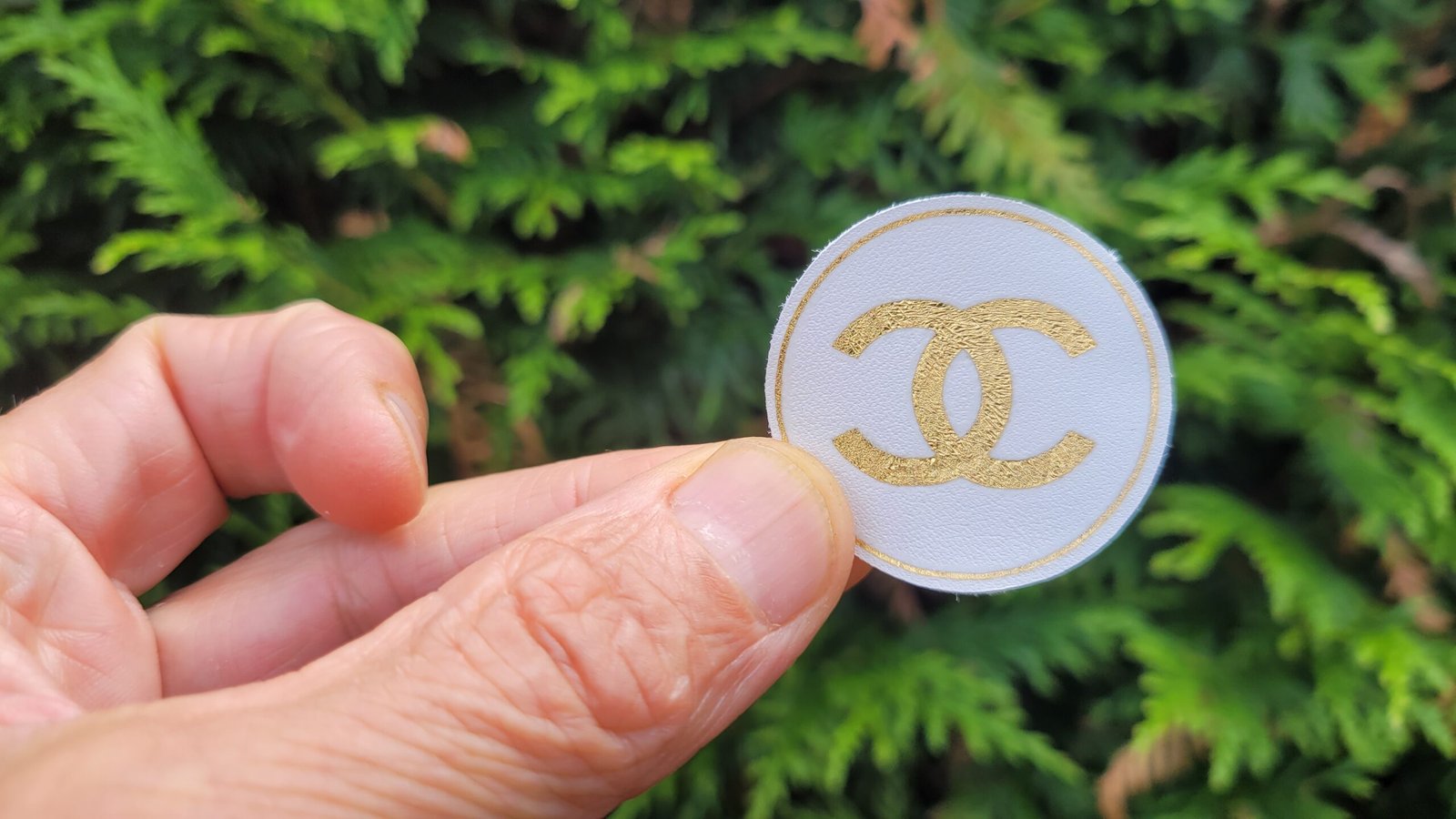 Chanel logo genuine Italian leather iron-on patch - Image 3