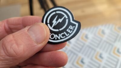 Moncler iron on real leather patch