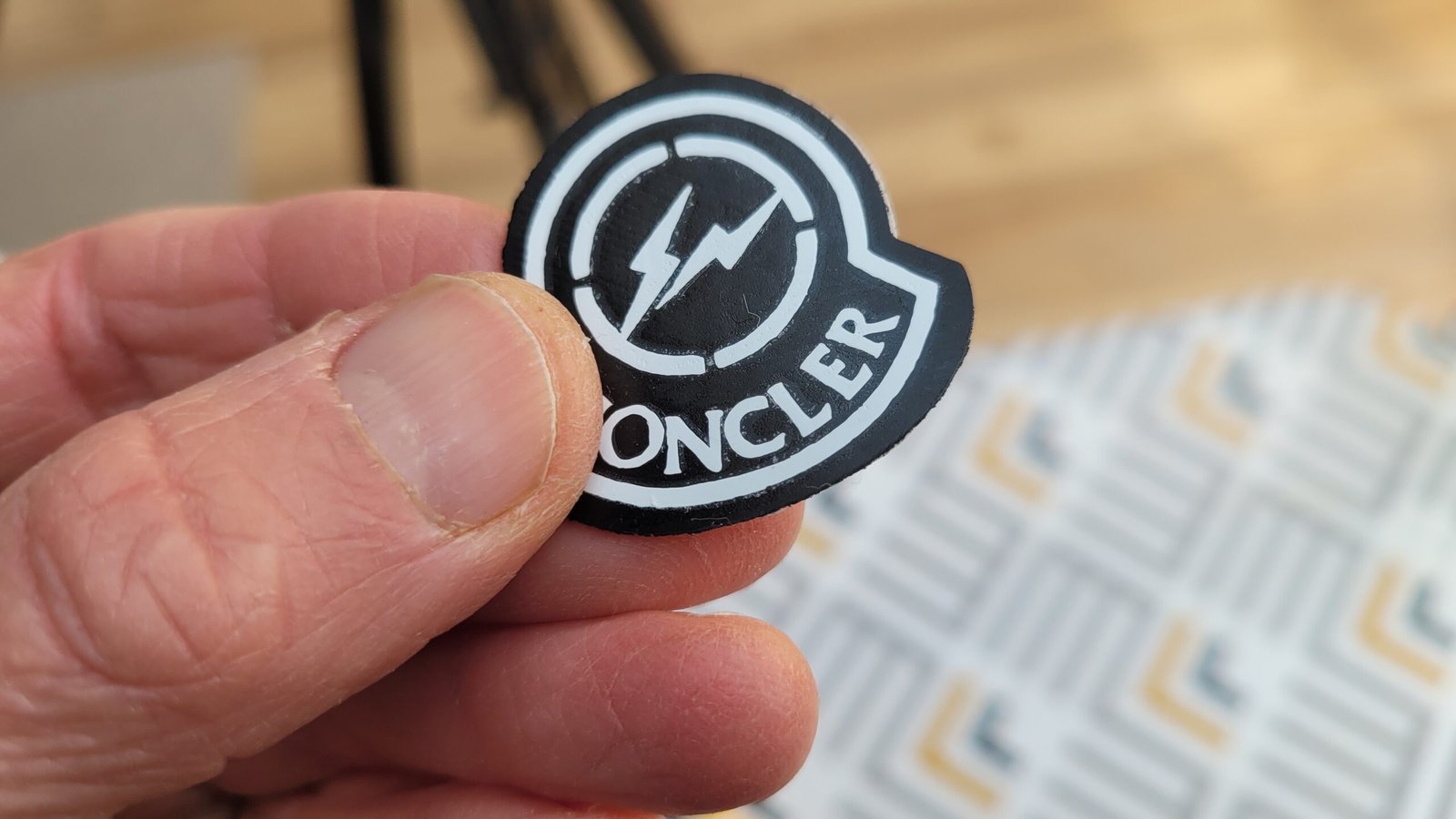 Moncler iron on real leather patch